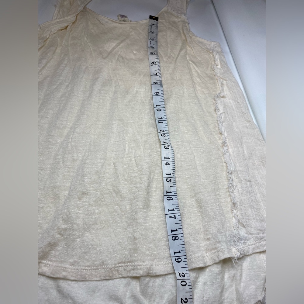 Linen cotton ivory off white sleeveless tank top size xs - Picture 2 of 6